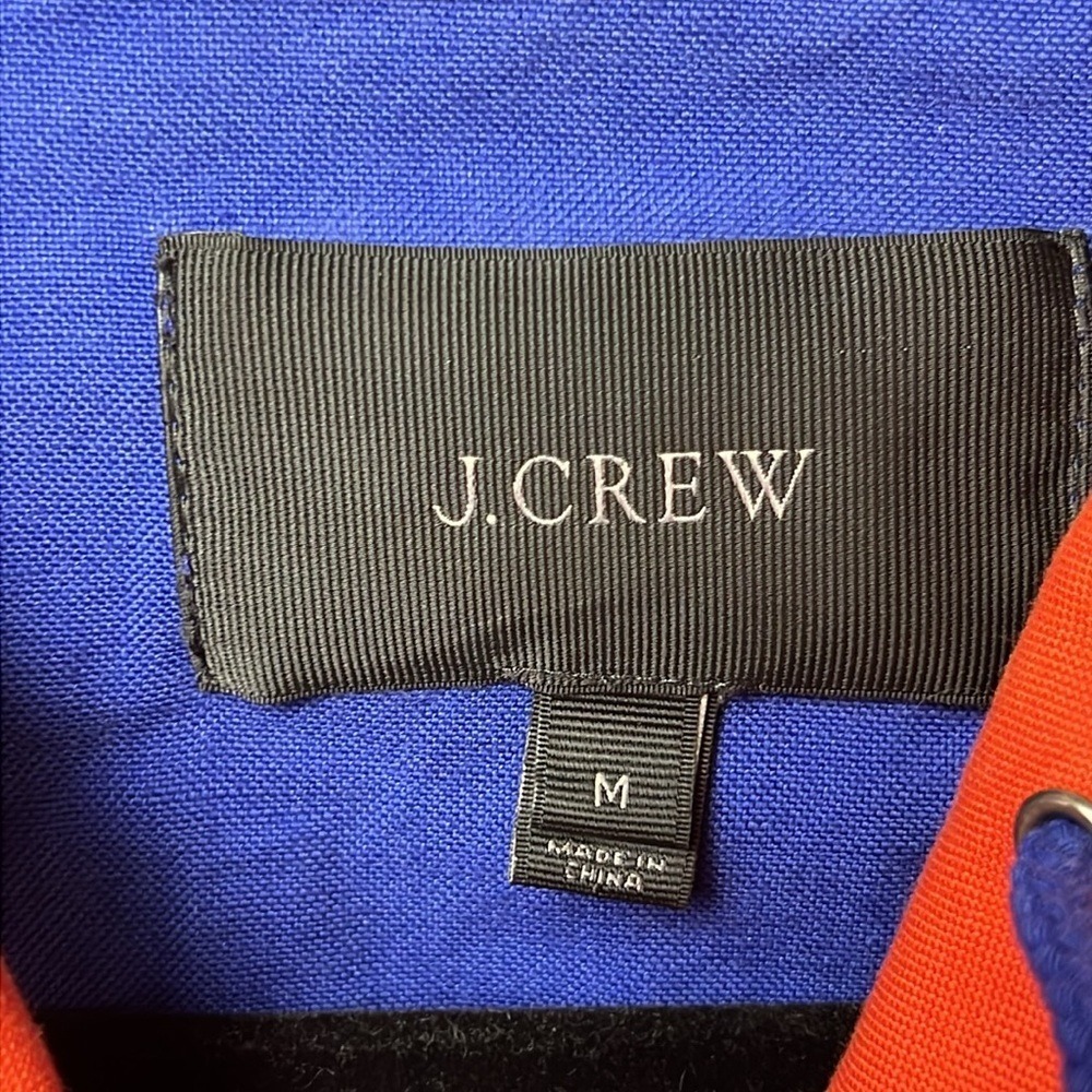 J. Crew Anorak Utility Jacket Blu Orange Hooded Drawstring Cargo Pockets M Sport - Picture 2 of 10
